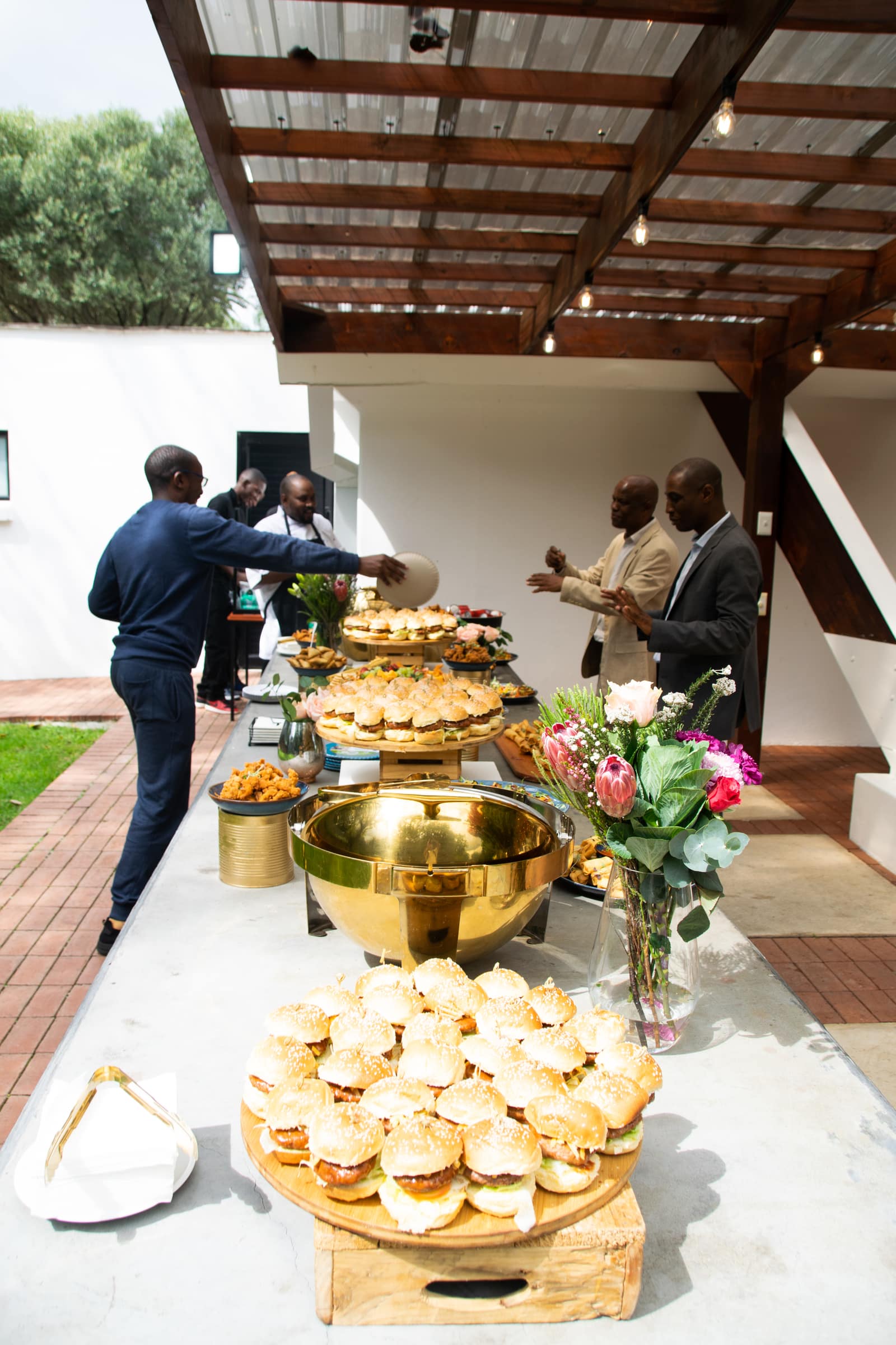 Candid interaction between guests at a celebration